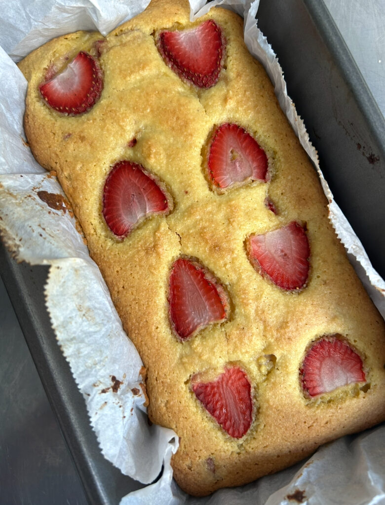 Almond Flour Cake with Strawberry Slices
