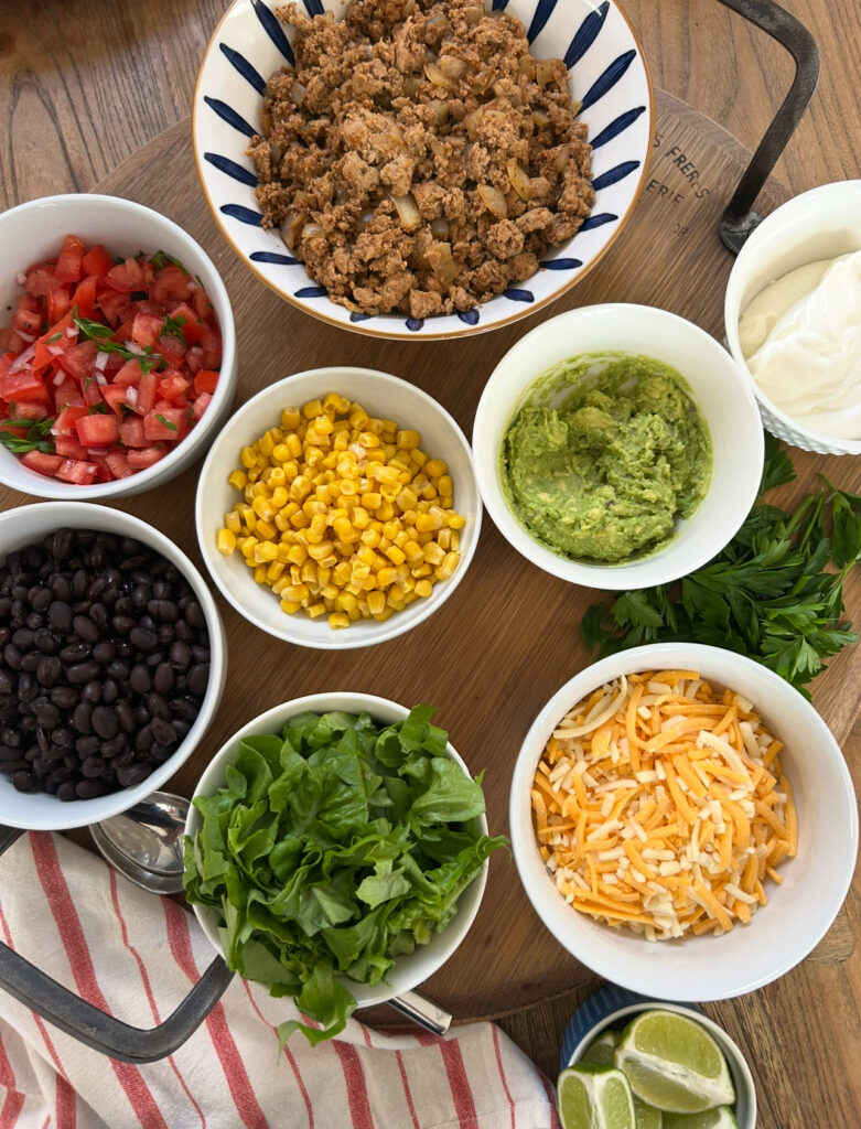 Ingredients in a healthy lean taco bowl