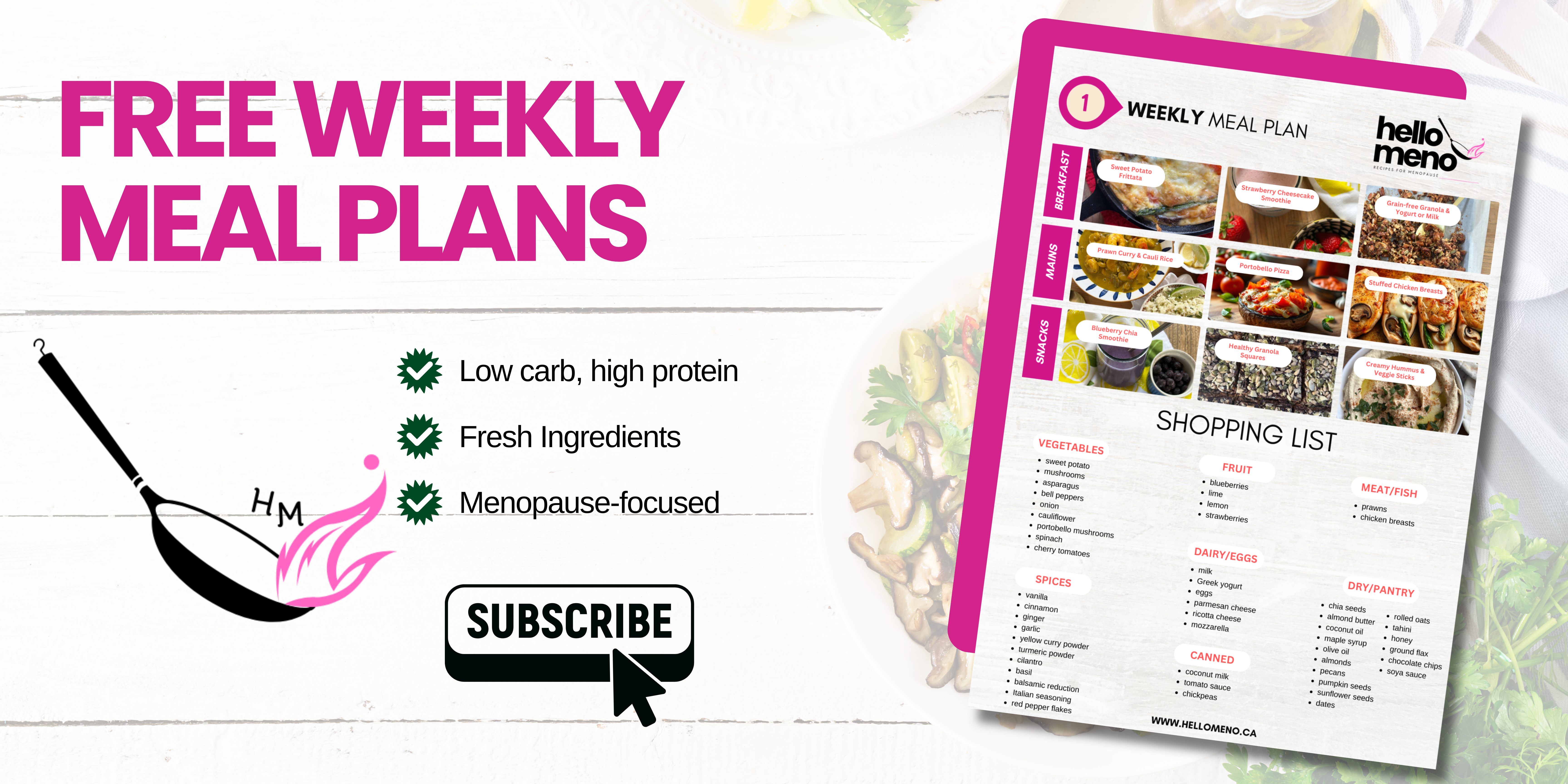 Free weekly meal plan for menopause