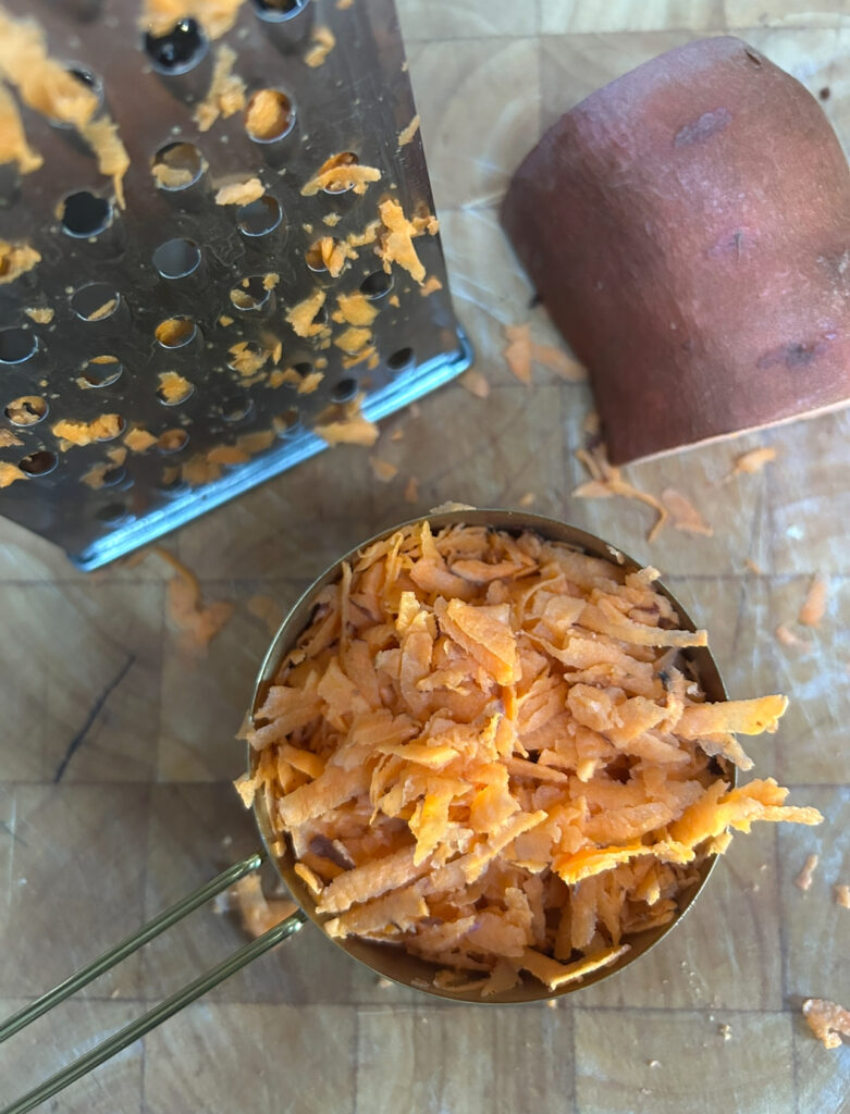 grated sweet potato for a frittata or quiche crust
